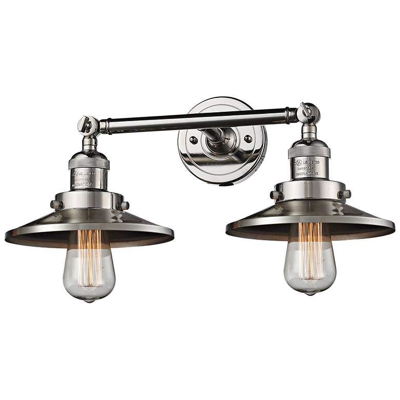 Image 1 Railroad 8 inchH Polished Nickel 2-Light Adjustable Wall Sconce