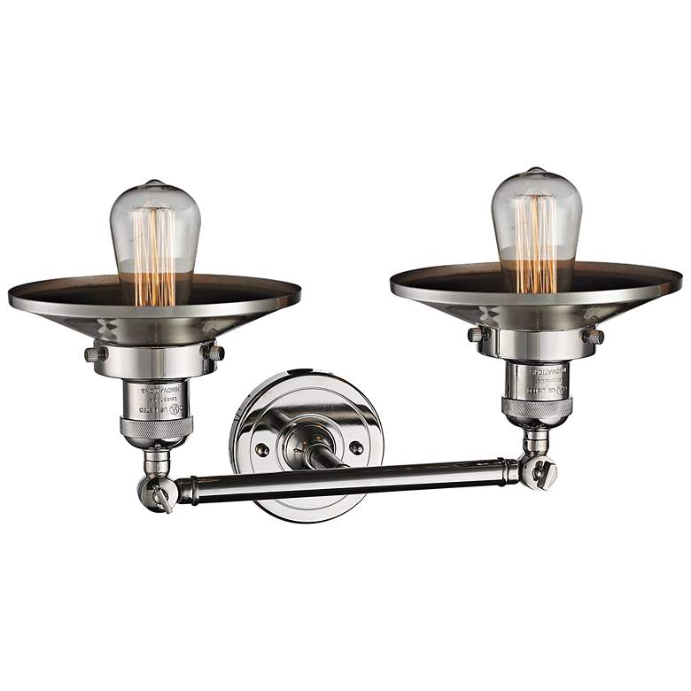 Image 3 Railroad 8 inchH Polished Nickel 2-Light Adjustable Wall Sconce more views