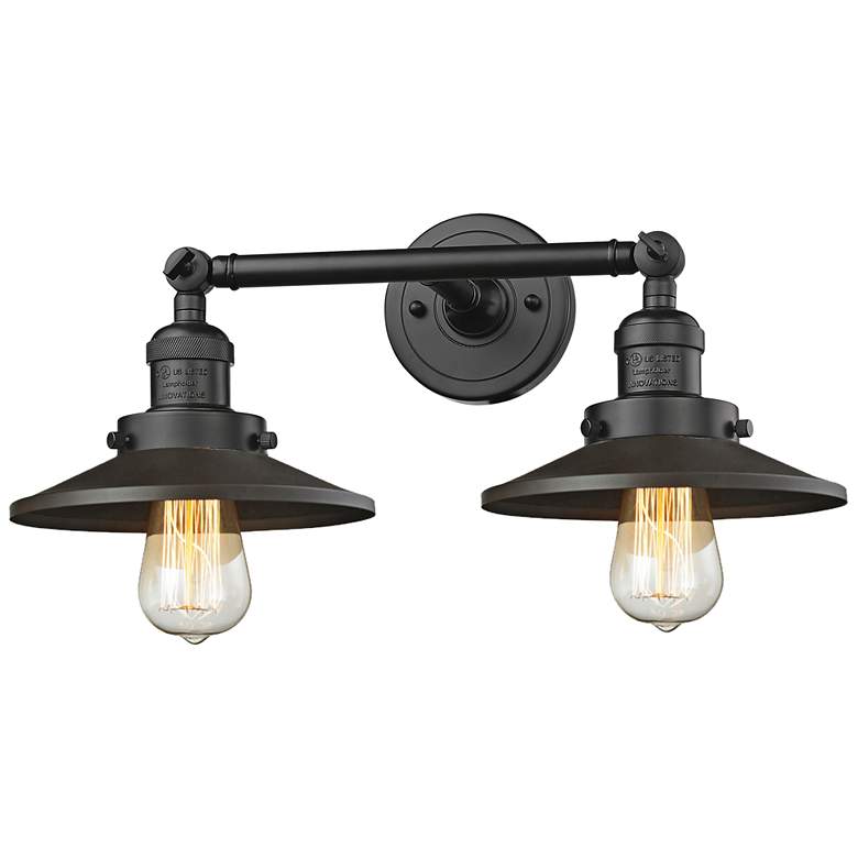 Image 2 Railroad 8 inchH Rubbed Bronze 2-Light Adjustable Wall Sconce