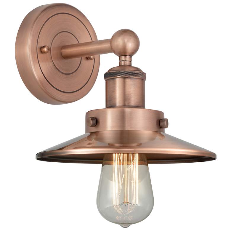 Image 1 Railroad 8 inchHigh Antique Copper Sconce With Antique Copper Shade