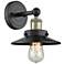 Railroad 8"High Black Antique Brass Sconce With Matte Black Shade
