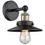 Railroad 8"High Black Antique Brass Sconce With Matte Black Shade