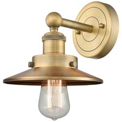 Railroad 8"High Brushed Brass Sconce With Brushed Brass Shade