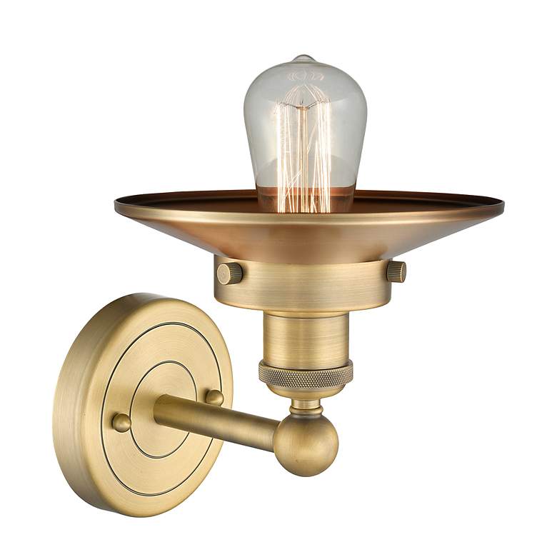 Image 2 Railroad 8"High Brushed Brass Sconce With Brushed Brass Shade more views