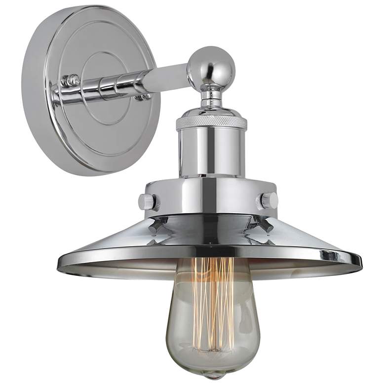 Image 1 Railroad 8"High Polished Chrome Sconce With Polished Chrome Shade