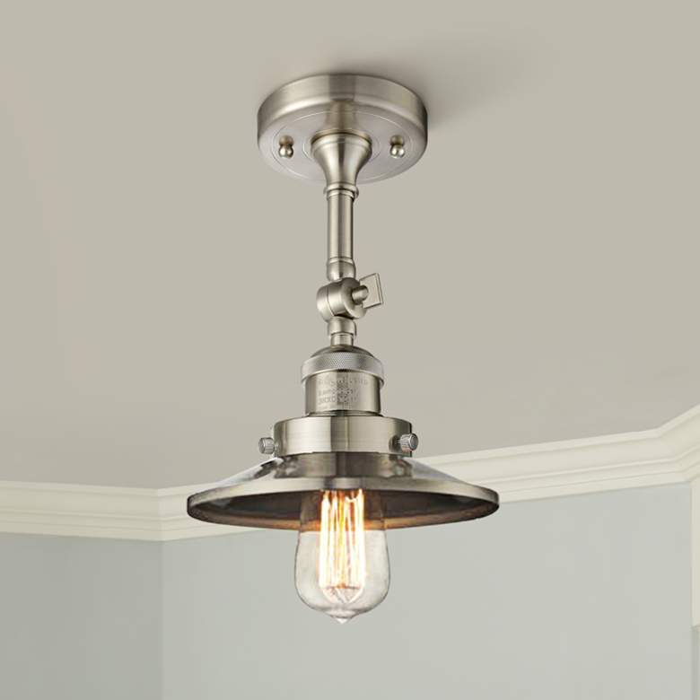 Image 1 Railroad 8 inchW Satin Brushed Nickel Adjustable Ceiling Light