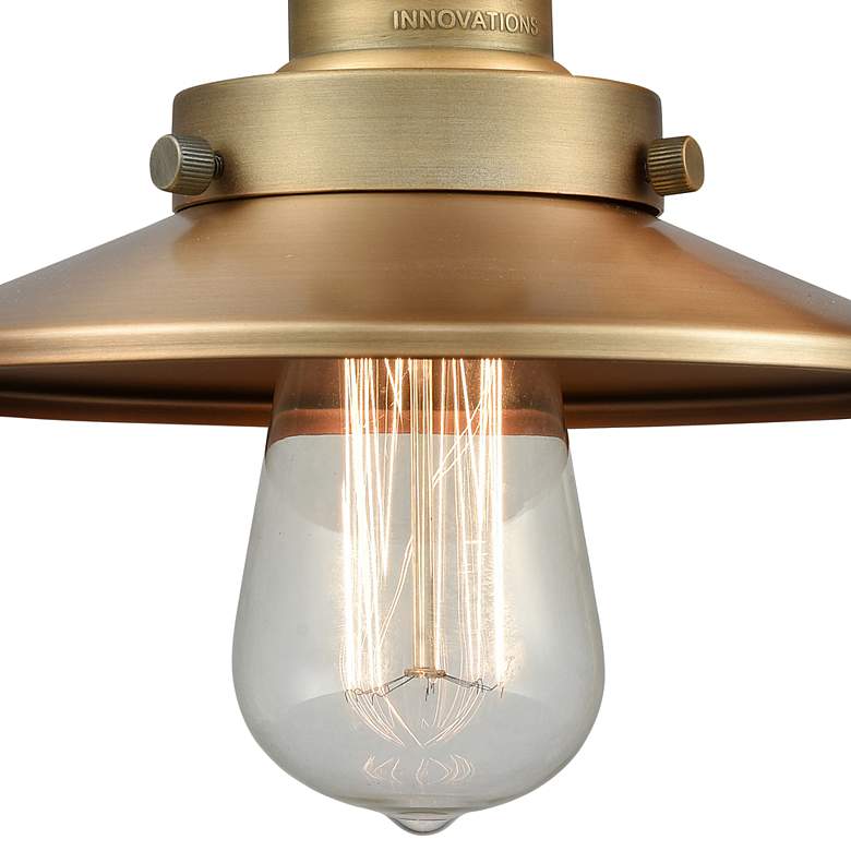 Image 2 Railroad Brushed Brass 8" High Metal Shade Wall Sconce more views