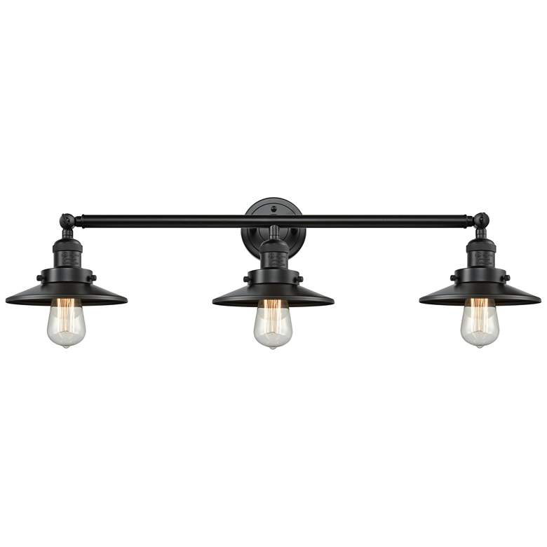 Image 1 Railroad Oiled Bronze Shades 32" Wide 3-Light Bath Light