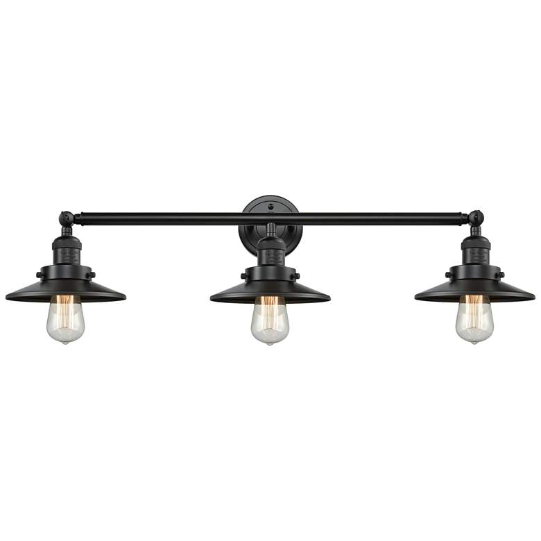 Image 1 Railroad Oiled Bronze Shades 32 inch Wide 3-Light Bath Light