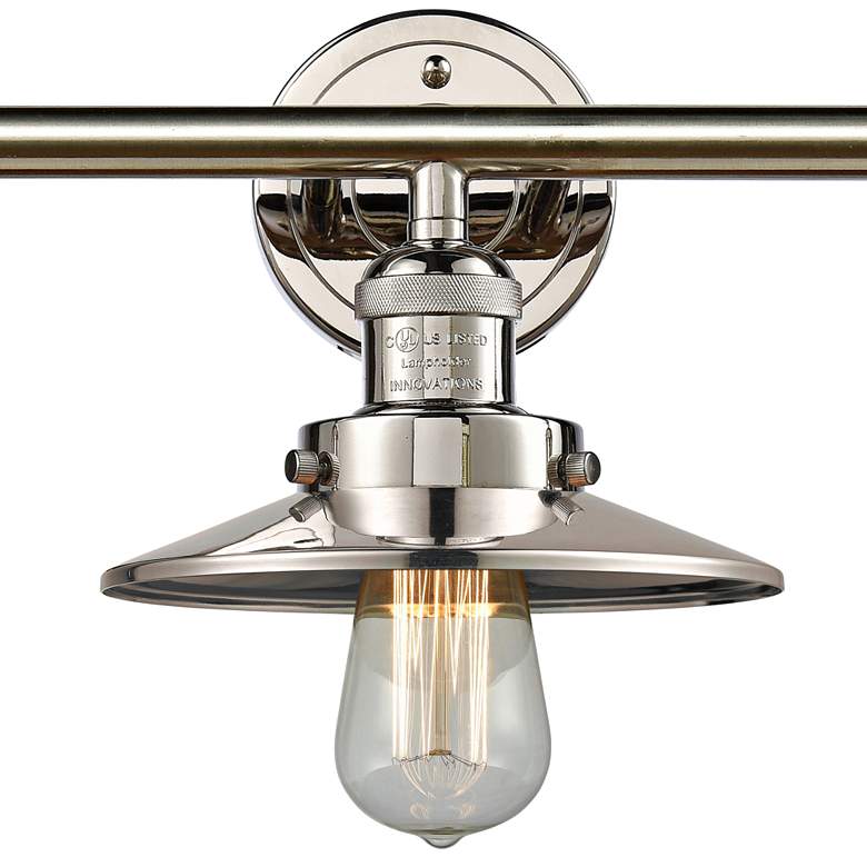 Image 2 Railroad Polished Nickel Shades 32 inch Wide 3-Light Bath Light more views