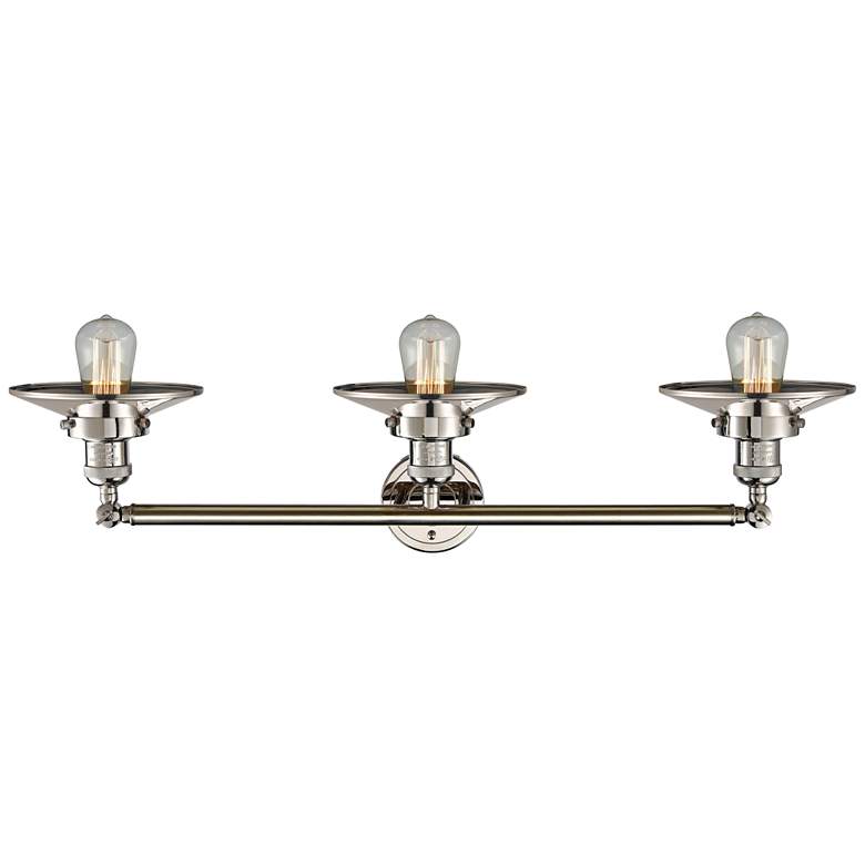 Image 3 Railroad Polished Nickel Shades 32" Wide 3-Light Bath Light more views