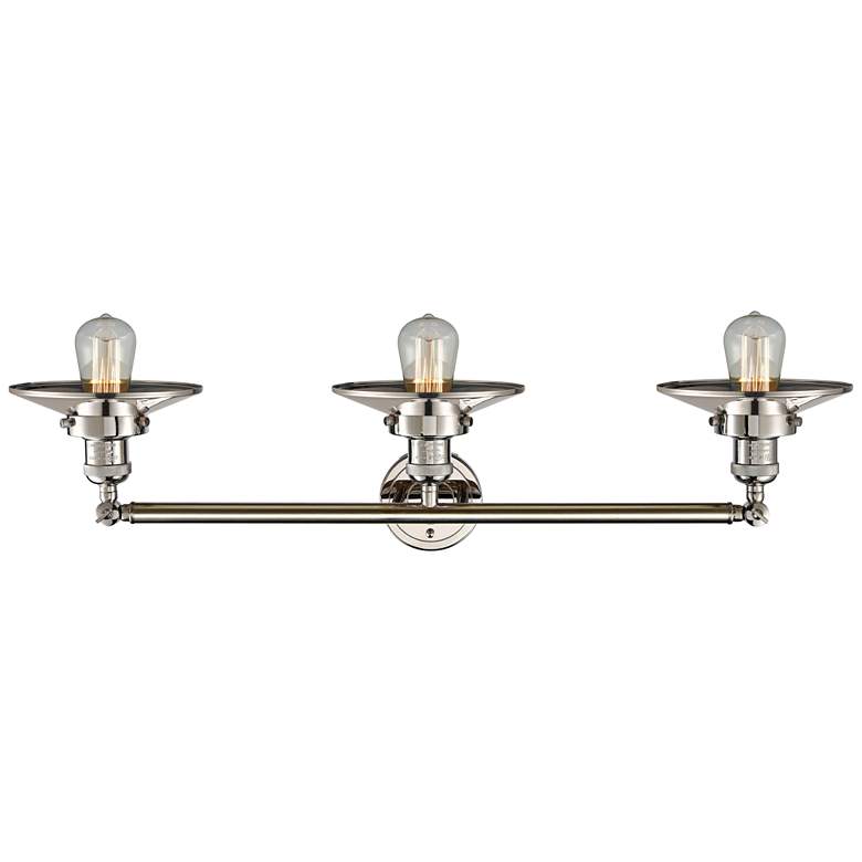 Image 3 Railroad Polished Nickel Shades 32 inch Wide 3-Light Bath Light more views