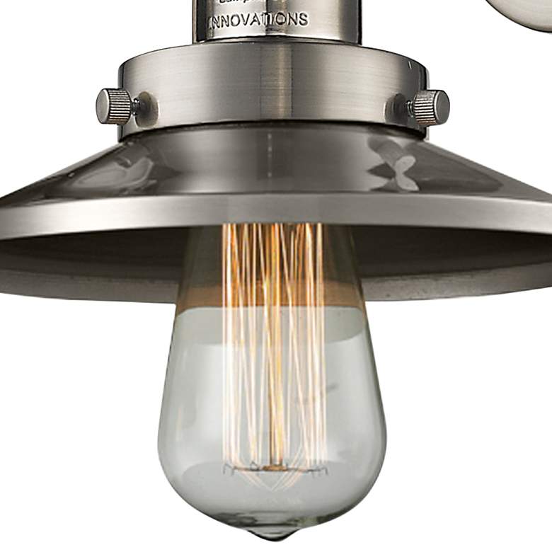Image 2 Railroad Satin Nickel 8" High Metal Shade Wall Sconce more views
