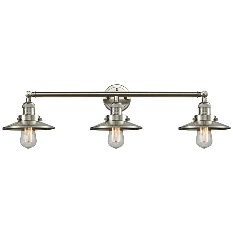 Image 1 Railroad Satin Nickel Shades 32" Wide 3-Light Bath Light