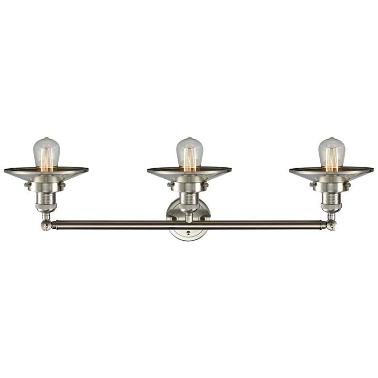 Image 3 Railroad Satin Nickel Shades 32" Wide 3-Light Bath Light more views