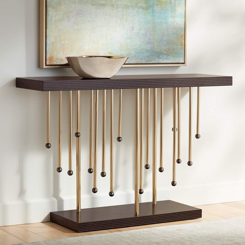 Image 1 Rain 48" Wide Black and Gold Console Table