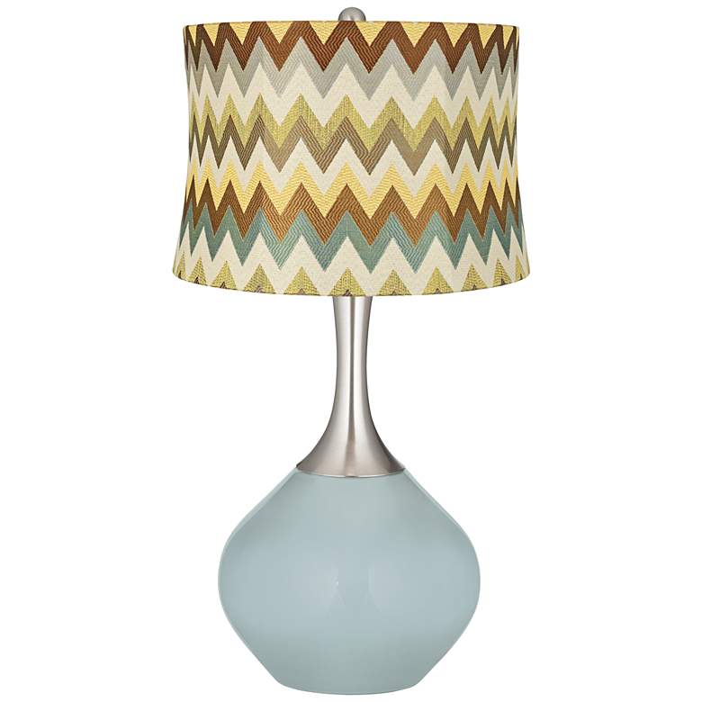 Image 1 Rain Blue and Brown Chevron Shade Spencer Table Lamp
