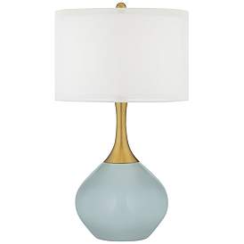 Image1 of Rain Blue Nickki Brass Modern Table Lamp