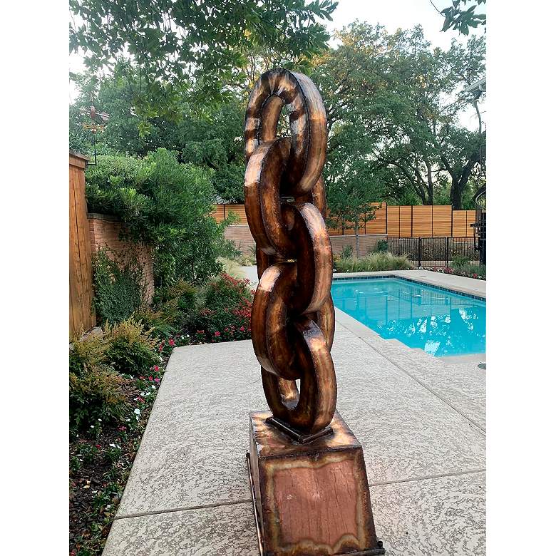 Image 2 Rain chain 90" High Heavy Gauge Copper Outdoor Fountain more views