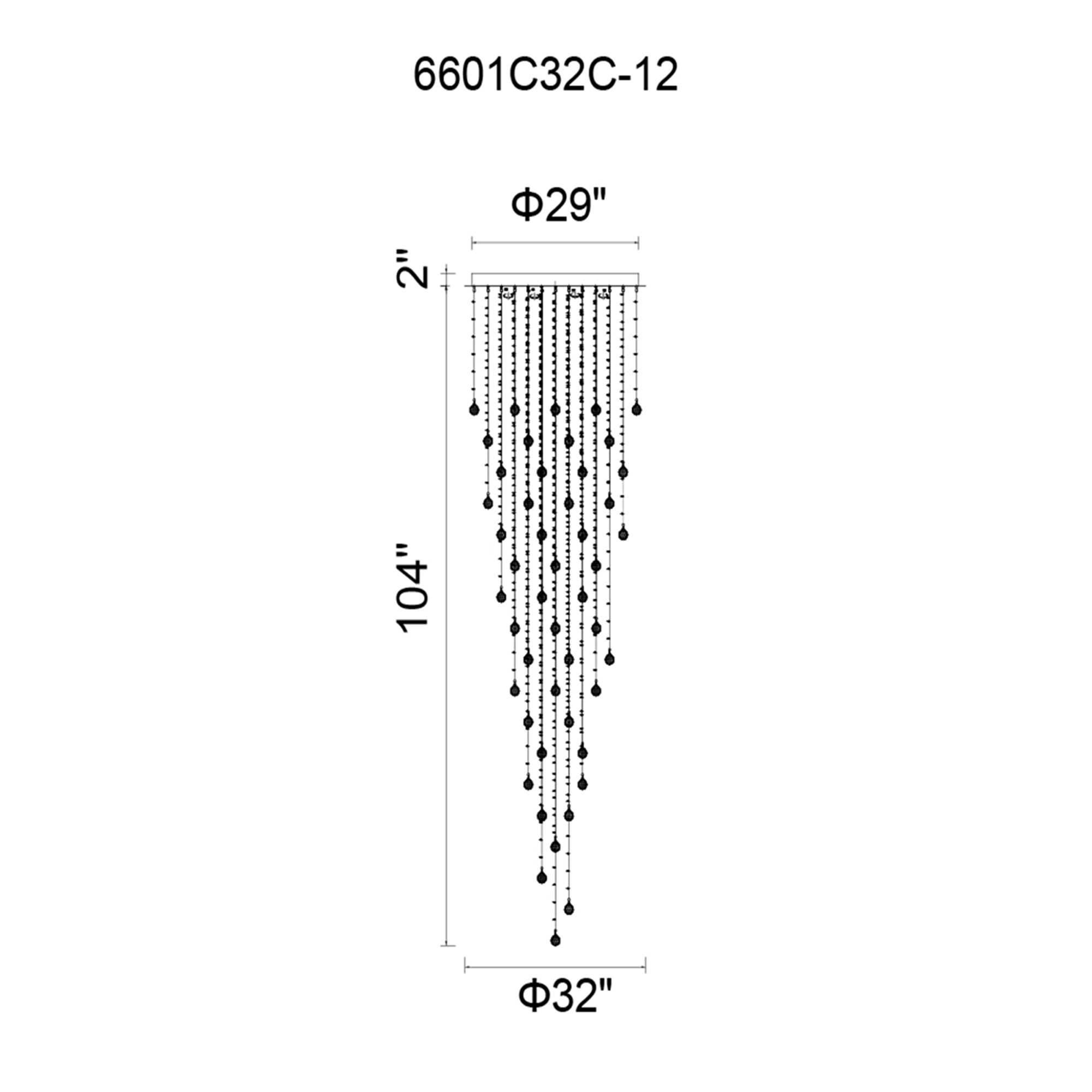 Image 3 Rain Drop 12 Light 32in Chrome Flush Mount more views