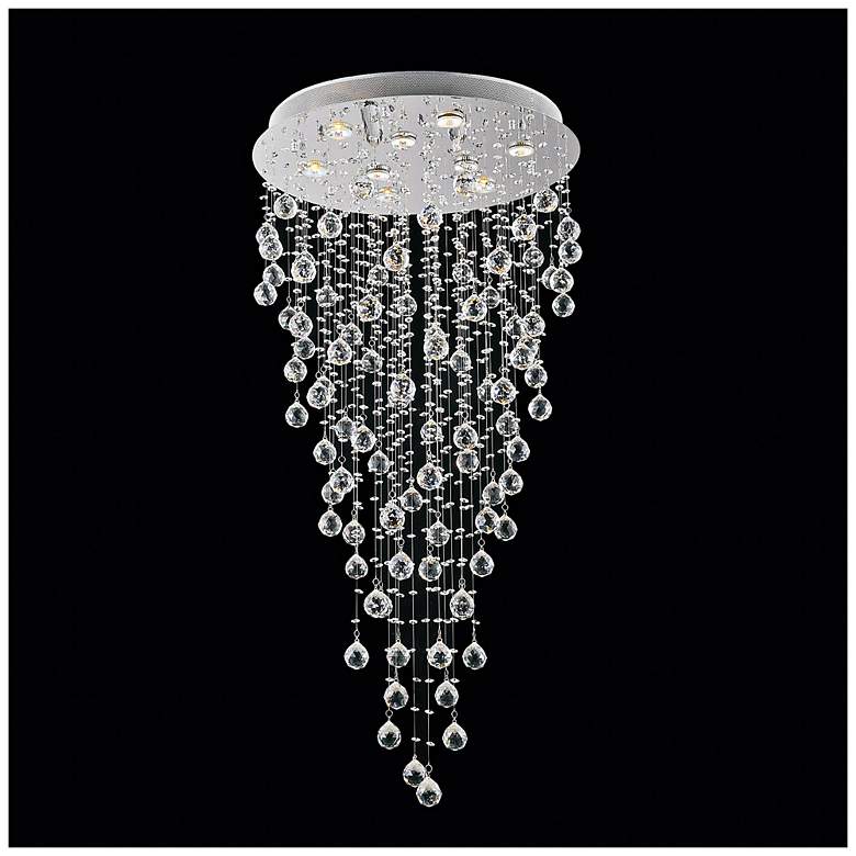 Image 1 Rain Drop 24" Wide Chrome 9-Light Ceiling Light
