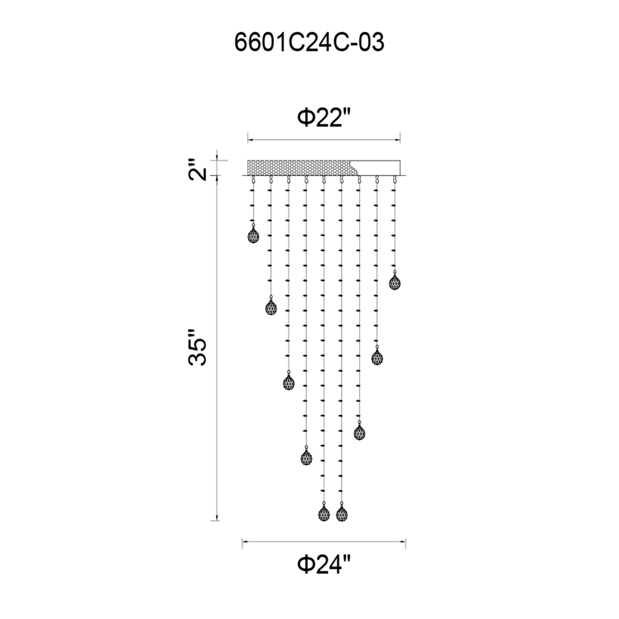 Image 2 Rain Drop 9 Light 24in Chrome Flush Mount more views