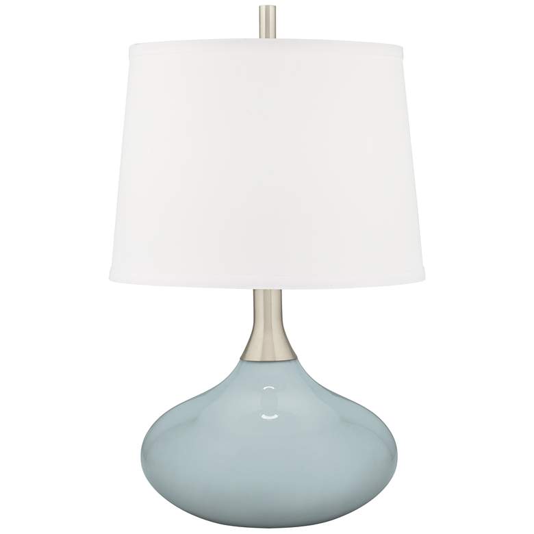 Image 2 Rain Felix Modern Blue Gray Table Lamp with Table Top Dimmer