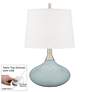 Rain Felix Modern Blue Gray Table Lamp with Table Top Dimmer
