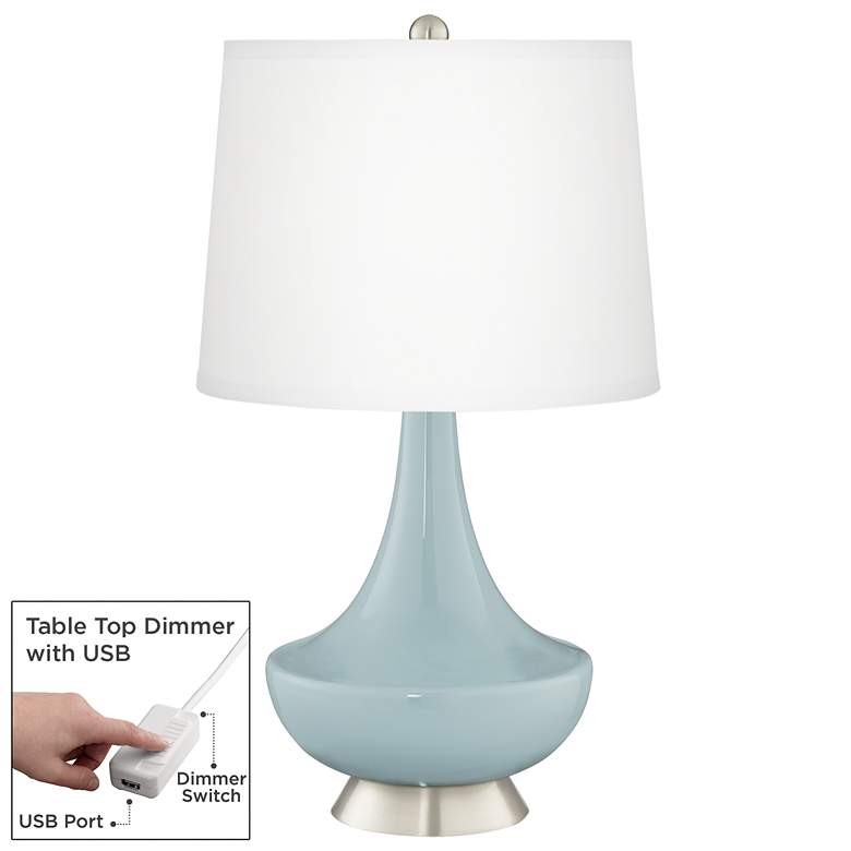Image 1 Rain Gillan Glass Table Lamp with Dimmer