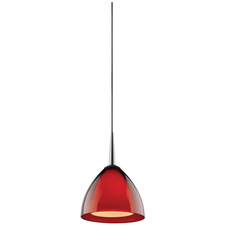 Image 1 Rainbow 2 - Pendant - LED - 4 inch Kiss - Matte Chrome Finish - Red Glass