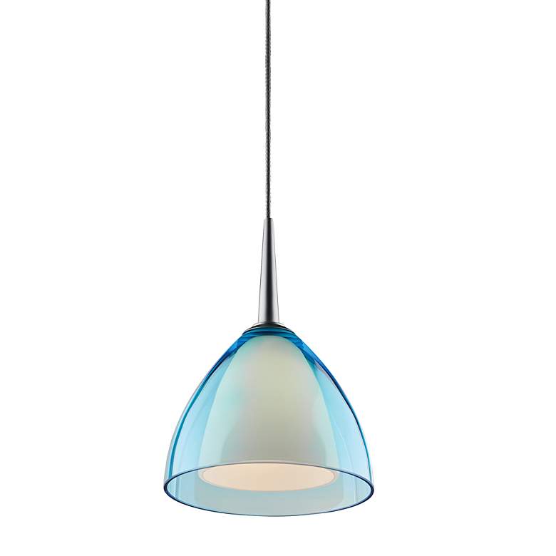 Image 1 Rainbow 2 - Pendant - LED - 4" Kiss - Matte Chrome Finish - Turquoise