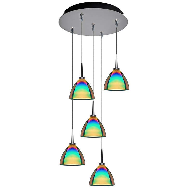 Image 1 Rainbow 4 1/2 inch Wide Sunset Glass LED Multi Light Pendant