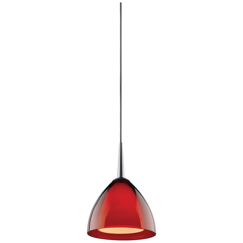 Image 1 Rainbow Pendant - Chrome Finish - Red Glass Shade