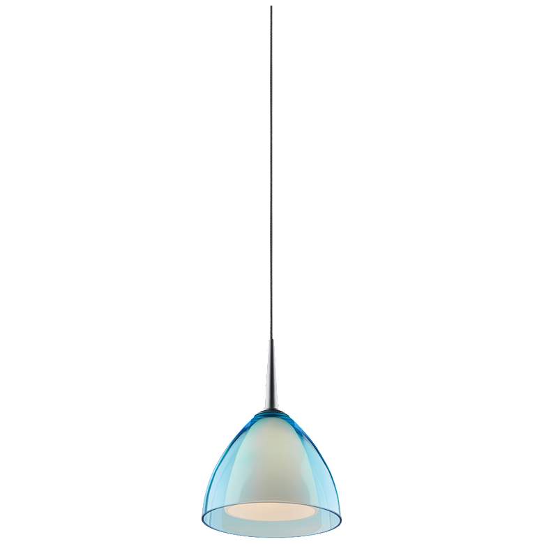 Image 1 Rainbow Pendant - Matte Chrome Finish - Turquoise Glass Shade