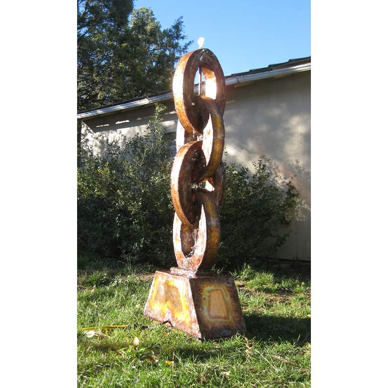 Image 1 Rainchain 66" High Heavy Gauge Copper Outdoor Fountain