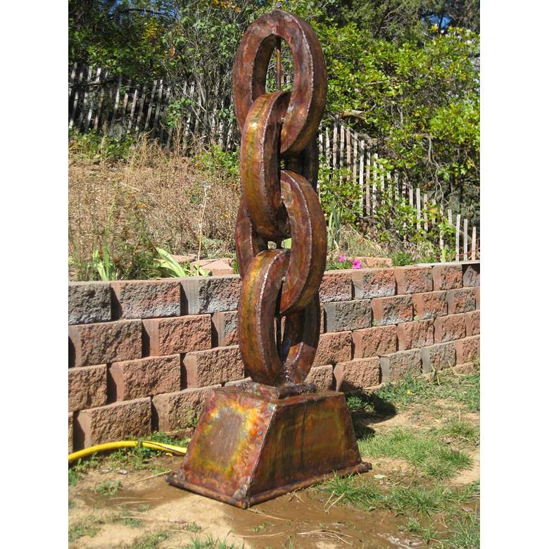 Image 2 Rainchain 66" High Heavy Gauge Copper Outdoor Fountain more views