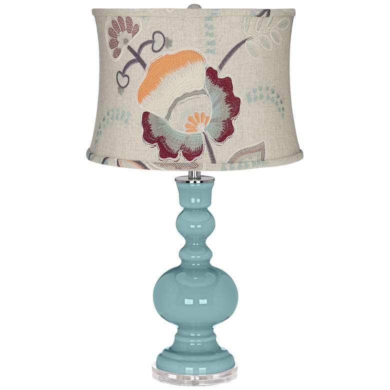 Image 1 Raindrop Apothecary Table Lamp w/ Beige Floral Shade