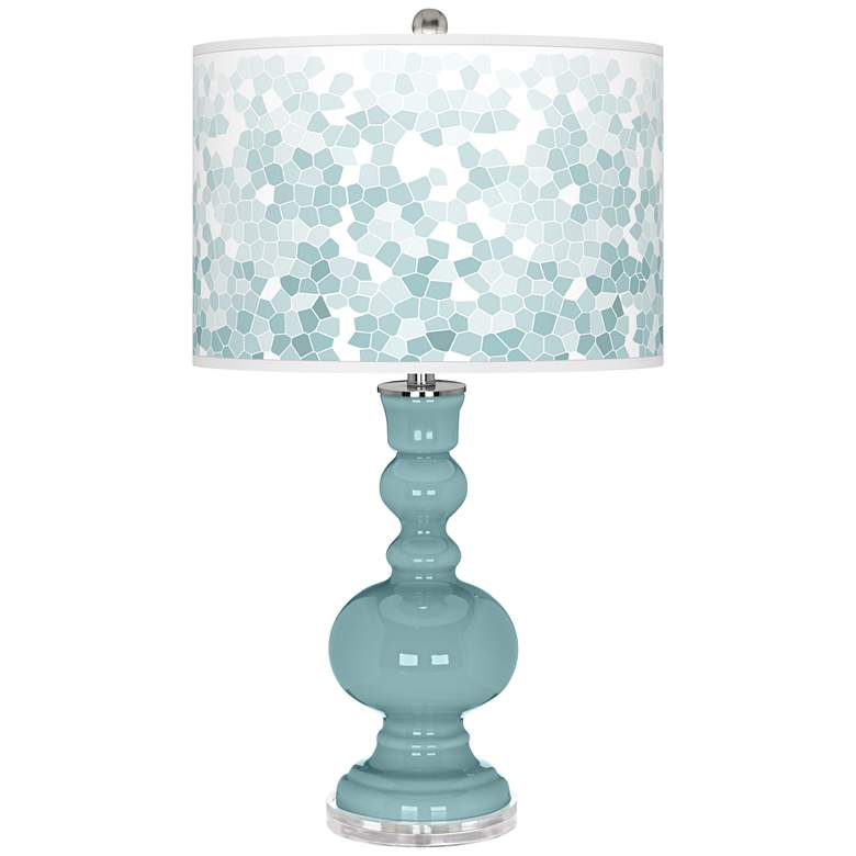 Image 1 Raindrop Blue Mosaic Giclee Shade Apothecary Table Lamp