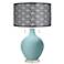 Raindrop Blue with Black Metal Shade Modern Toby Table Lamp