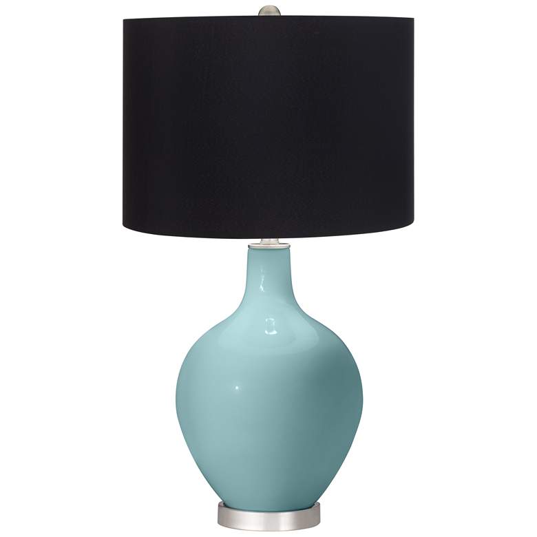 Image 1 Raindrop Blue with Black Shade Ovo Modern Table Lamp