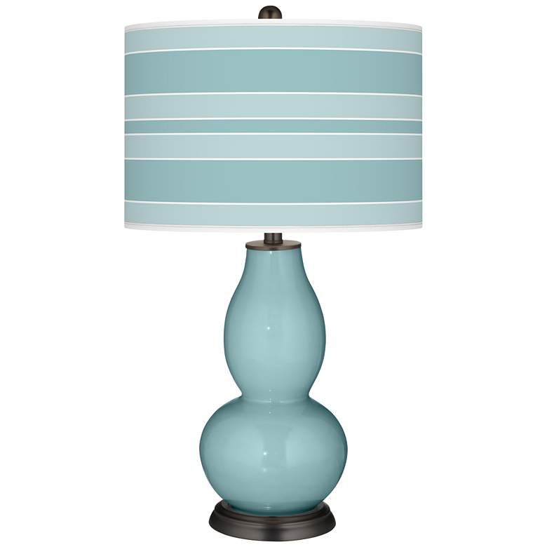 Image 1 Raindrop Blue with Bold Stripe Shade Double Gourd Table Lamp