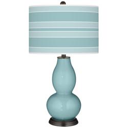 Raindrop Blue with Bold Stripe Shade Double Gourd Table Lamp