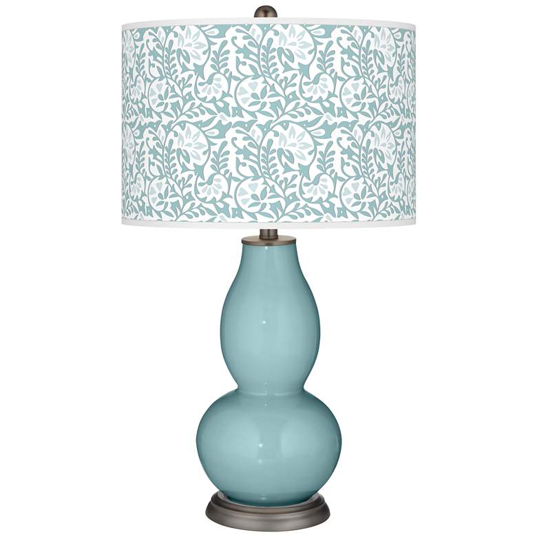 Image 1 Raindrop Blue with Gardenia Shade Double Gourd Table Lamp