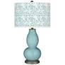 Raindrop Blue with Gardenia Shade Double Gourd Table Lamp