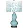 Raindrop Blue with Mosaic Giclee Shade Double Gourd Table Lamp