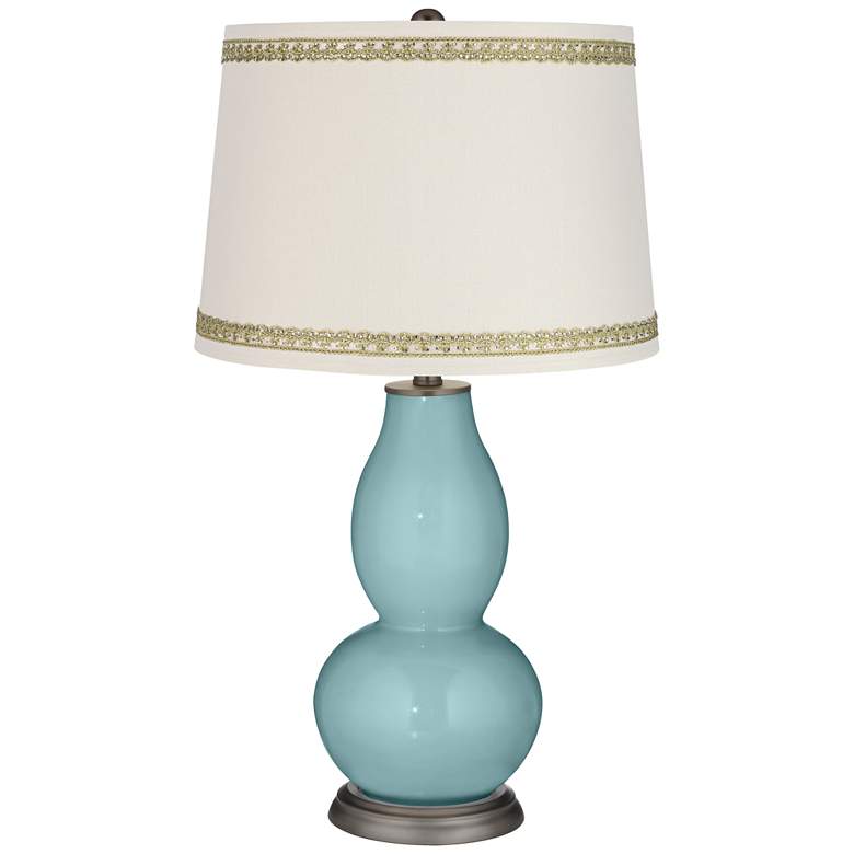 Image 1 Raindrop Double Gourd Table Lamp with Rhinestone Lace Trim
