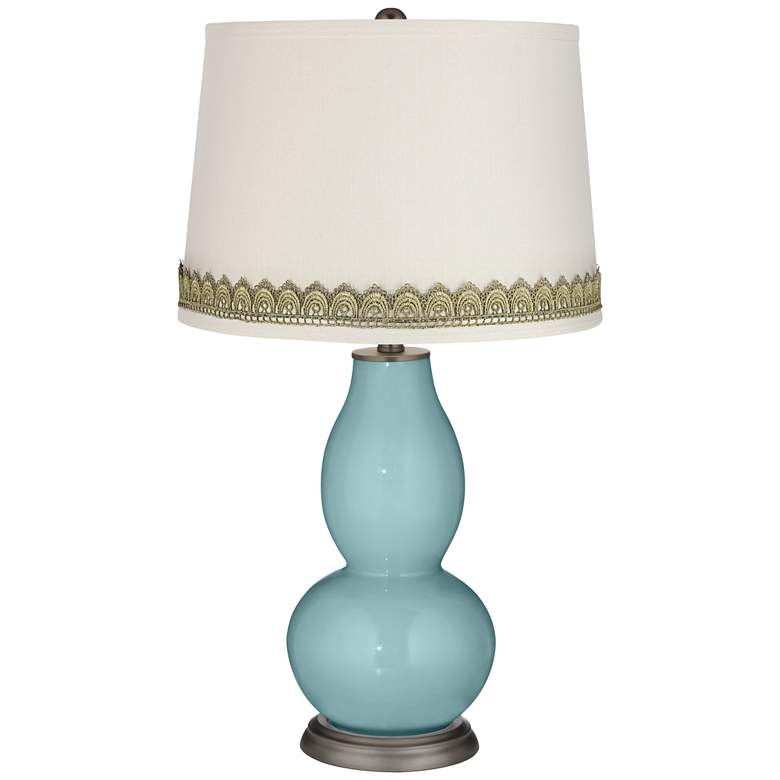 Image 1 Raindrop Double Gourd Table Lamp with Scallop Lace Trim