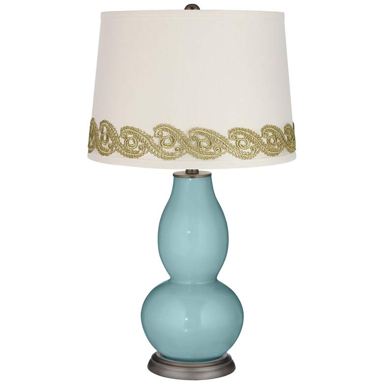 Image 1 Raindrop Double Gourd Table Lamp with Vine Lace Trim