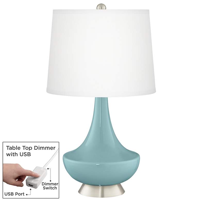 Image 1 Raindrop Gillan Glass Table Lamp with Dimmer