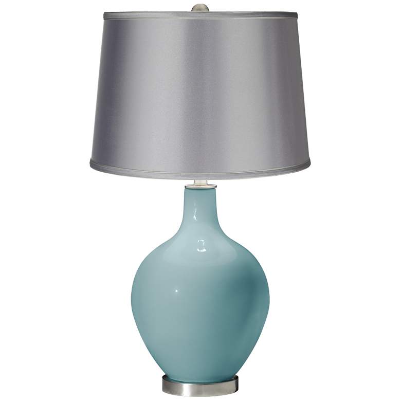Image 1 Raindrop - Satin Light Gray Shade Ovo Table Lamp